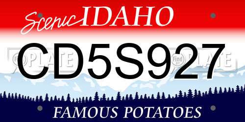 CD5S927 Idaho License Plate