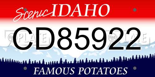 CD85922 Idaho License Plate