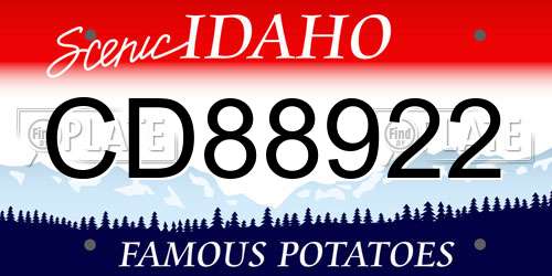 CD88922 Idaho License Plate