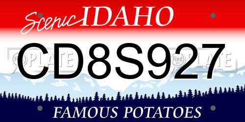 CD8S927 Idaho License Plate