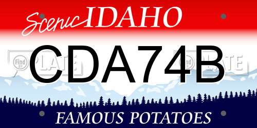 CDA74B Idaho License Plate