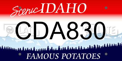 CDA830 Idaho License Plate