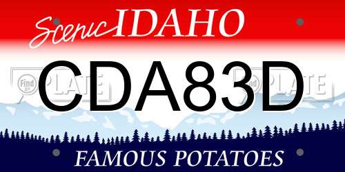 CDA83D Idaho License Plate
