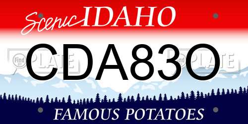 CDA83O Idaho License Plate
