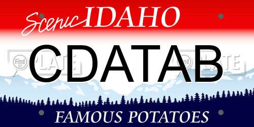 CDATAB Idaho License Plate