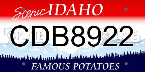 CDB8922 Idaho License Plate