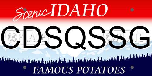 CDSQSSG Idaho License Plate