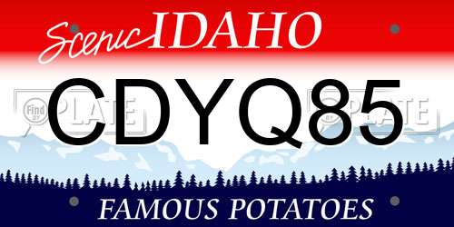 CDYQ85 Idaho License Plate