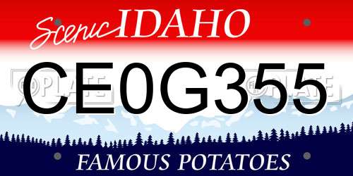 CE0G355 Idaho License Plate