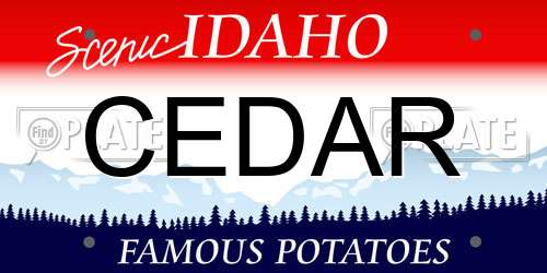 CEDAR Idaho License Plate