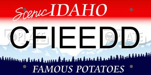 CFIEEDD Idaho License Plate