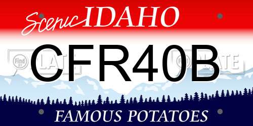 CFR40B Idaho License Plate