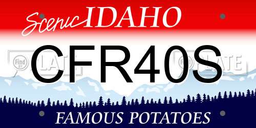 CFR40S Idaho License Plate
