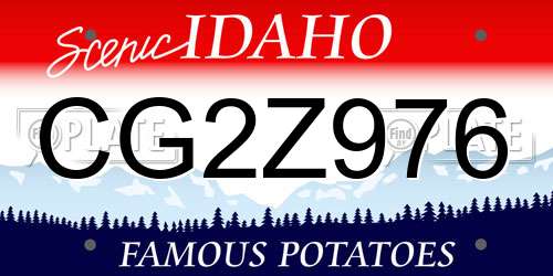 CG2Z976 Idaho License Plate