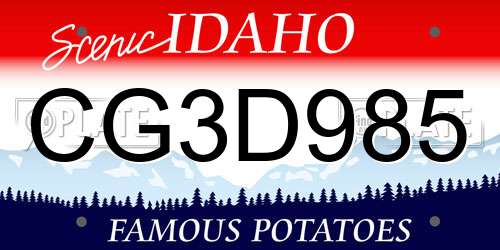 CG3D985 Idaho License Plate