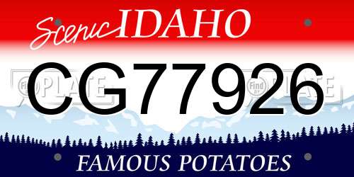 CG77926 Idaho License Plate