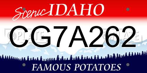 CG7A262 Idaho License Plate