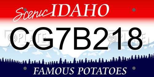 CG7B218 Idaho License Plate