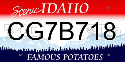 CG7B718 Idaho License Plate