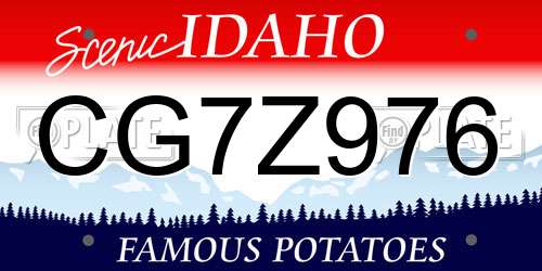 CG7Z976 Idaho License Plate