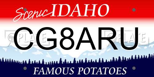 CG8ARU Idaho License Plate