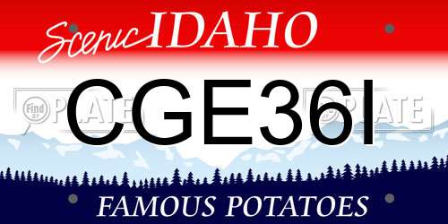 CGE36I Idaho License Plate