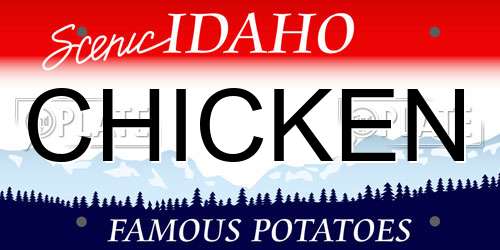 CHICKEN Idaho License Plate