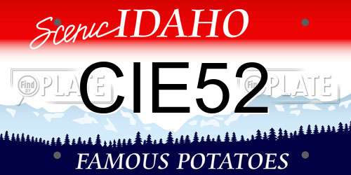 CIE52 Idaho License Plate