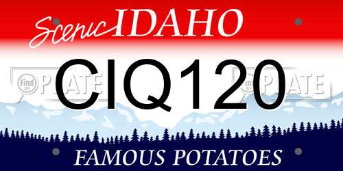 CIQ120 Idaho License Plate