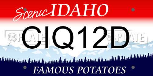 CIQ12D Idaho License Plate