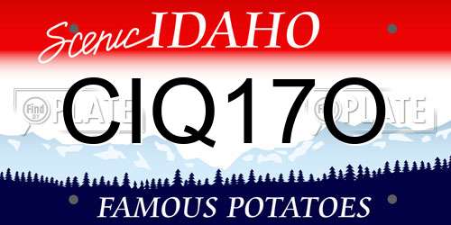 CIQ17O Idaho License Plate