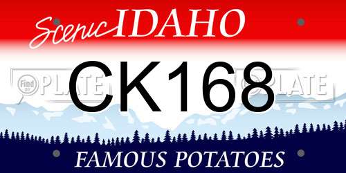CK168 Idaho License Plate