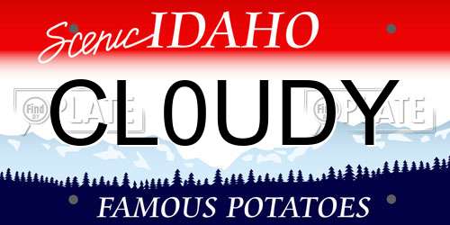 CL0UDY Idaho License Plate