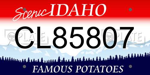 CL85807 Idaho License Plate