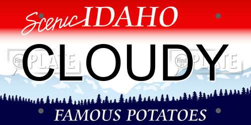 CLOUDY Idaho License Plate