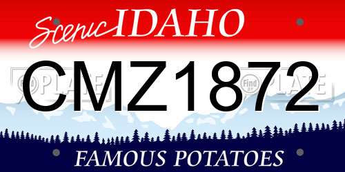 CMZ1872 Idaho License Plate