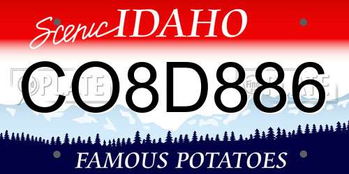 CO8D886 Idaho License Plate