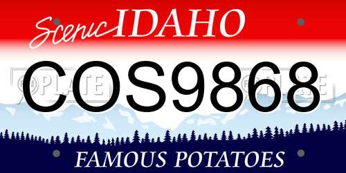 COS9868 Idaho License Plate