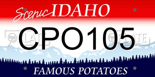 CPO105 Idaho License Plate