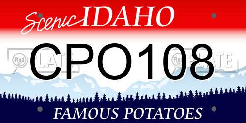 CPO108 Idaho License Plate