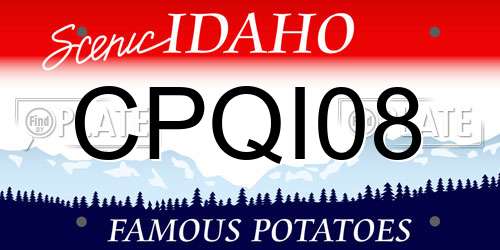 CPQI08 Idaho License Plate