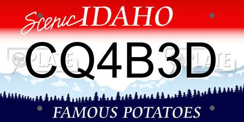 CQ4B3D Idaho License Plate