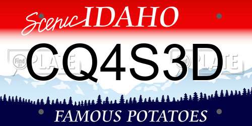 CQ4S3D Idaho License Plate