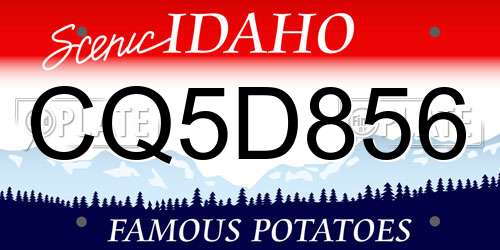 CQ5D856 Idaho License Plate
