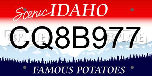 CQ8B977 Idaho License Plate
