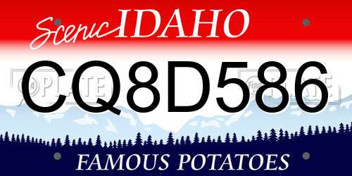 CQ8D586 Idaho License Plate