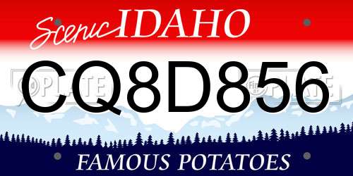 CQ8D856 Idaho License Plate