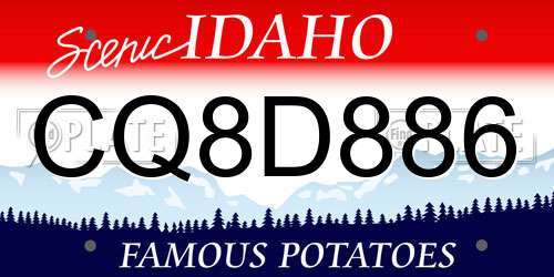 CQ8D886 Idaho License Plate