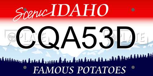 CQA53D Idaho License Plate