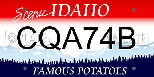 CQA74B Idaho License Plate